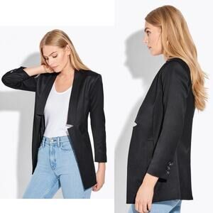 AYR Coup Blazer Open Front Quiet Luxury Career Minimalist Long Jacket Black Sz 2
